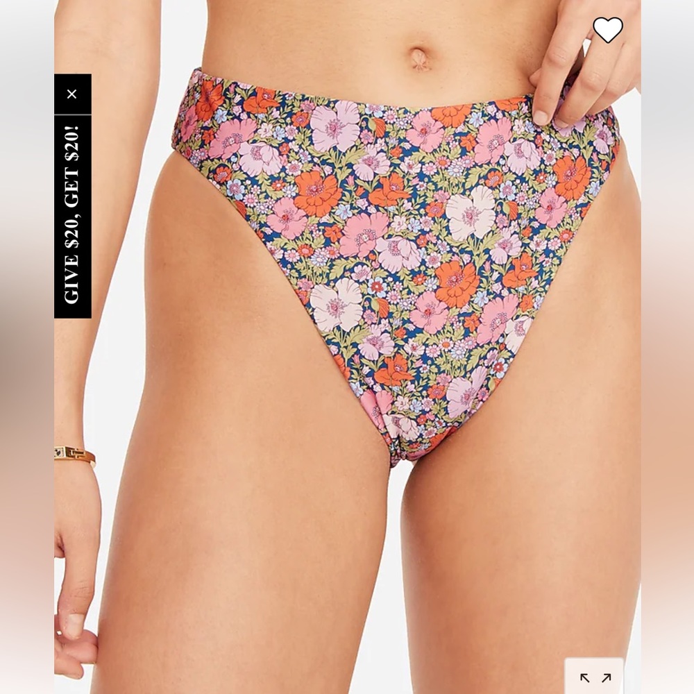High-rise cheeky bikini bottom in
Liberty® Meadow Song fabric